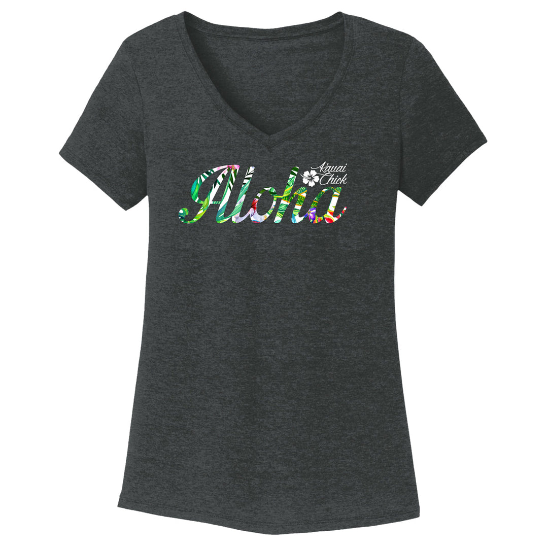 Kauai Chick Ladies Aloha Paradise V-Neck T-Shirt